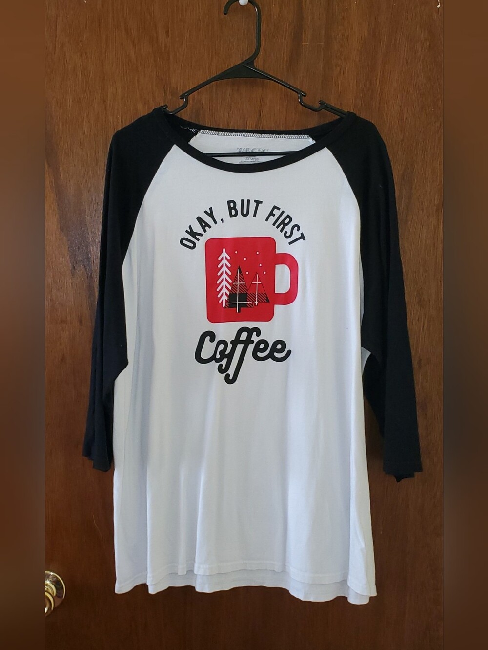 Okay, But First Coffee Raglan T Shirt Sz 2xl